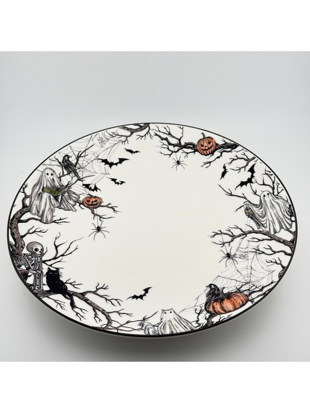 Pottery Barn Midnight Manor Dinner Plates 10.75" Set of 4 Halloween Stoneware